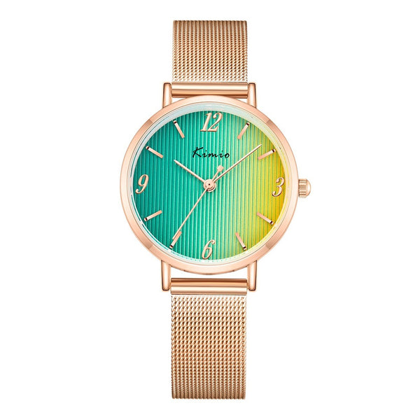 KIMIO Gradient Texture Dial Mesh Strap Ladies Watch | K6426M