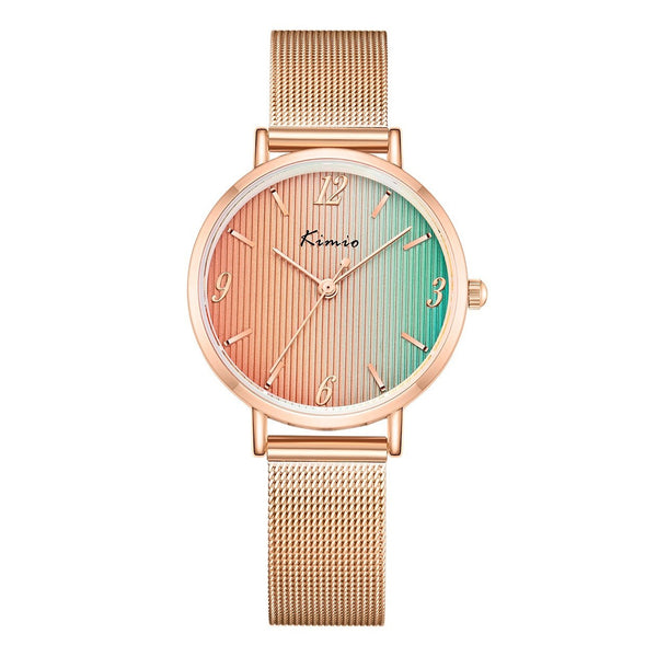 KIMIO Gradient Texture Dial Mesh Strap Ladies Watch | K6426M