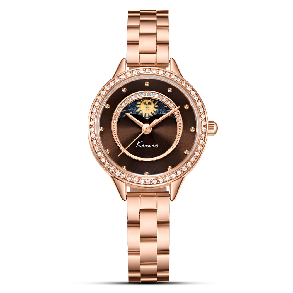 kimio Moon Phase Brown Dial Ladies Watch | K6485S-XZ1RRC
