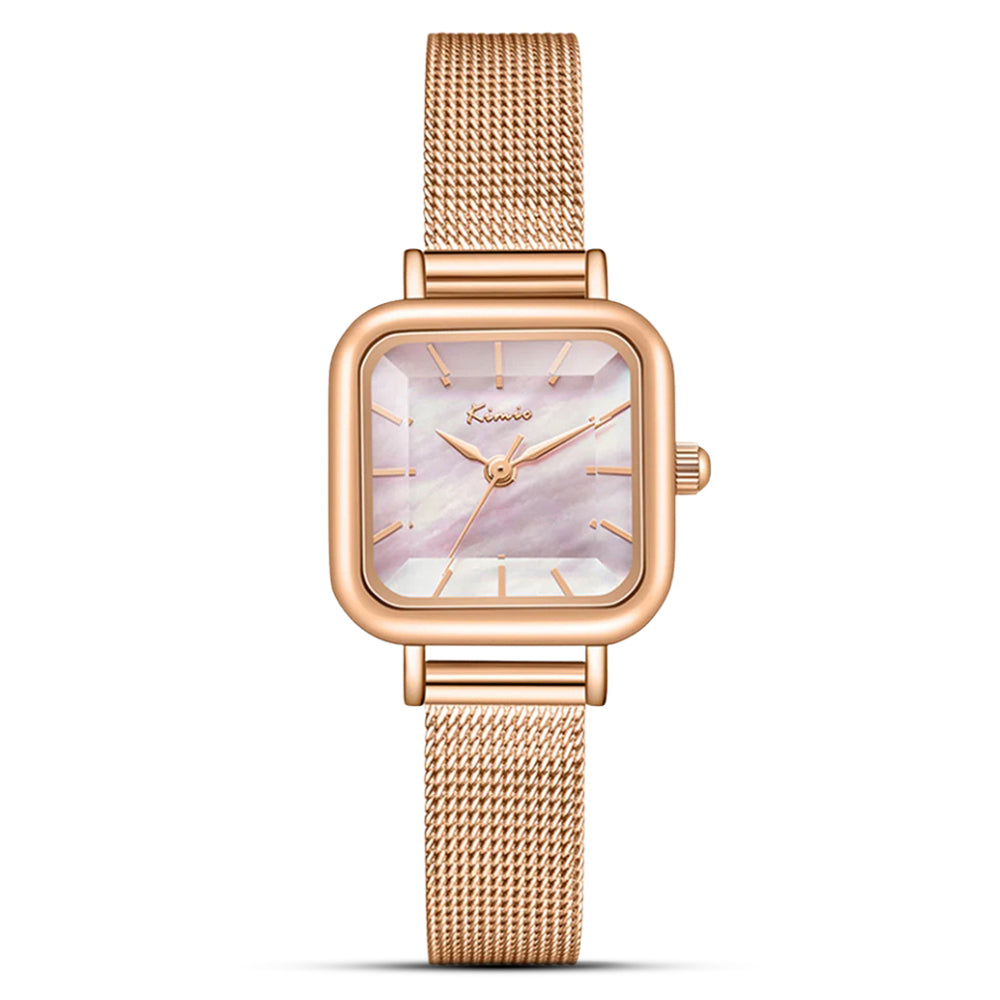KIMIO Square Shape Dial Mesh Strap Ladies Watch | K6598S