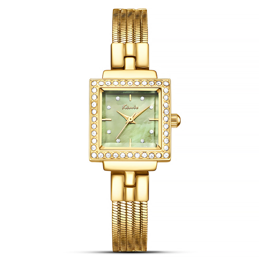 Kimio Gold Tone Square Green Dial Ladies Watch K6643S-XD1GGQ