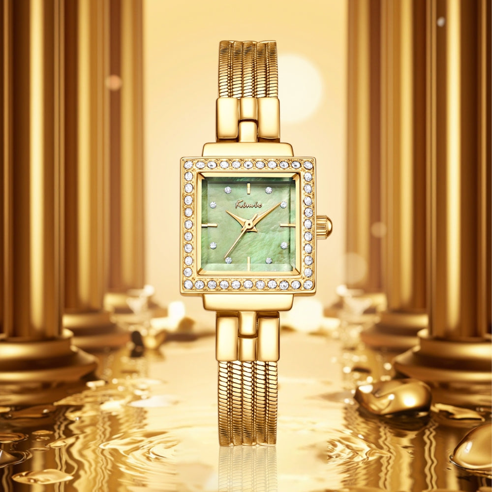 Kimio Gold Tone Square Green Dial Ladies Watch K6643S-XD1GGQ