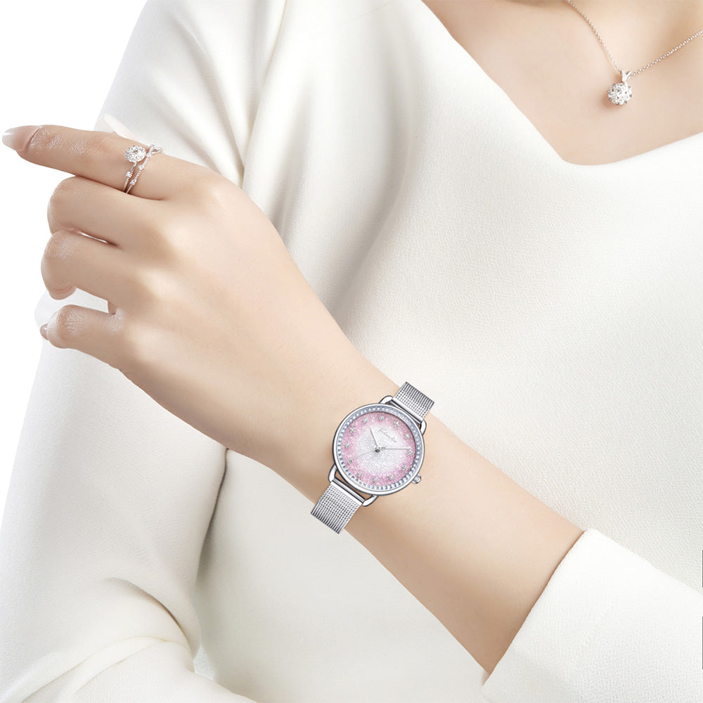 KIMIO Frozen Dial Mesh Strap Ladies Watch | K6659M