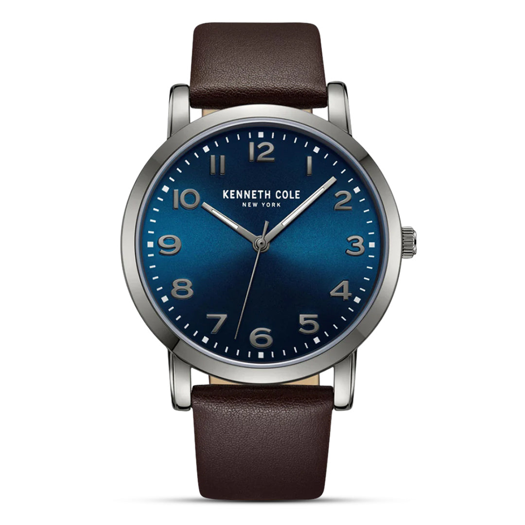 Kenneth Cole Navy Blue Dial Leather Strap Men's Watch KCWGA2270103