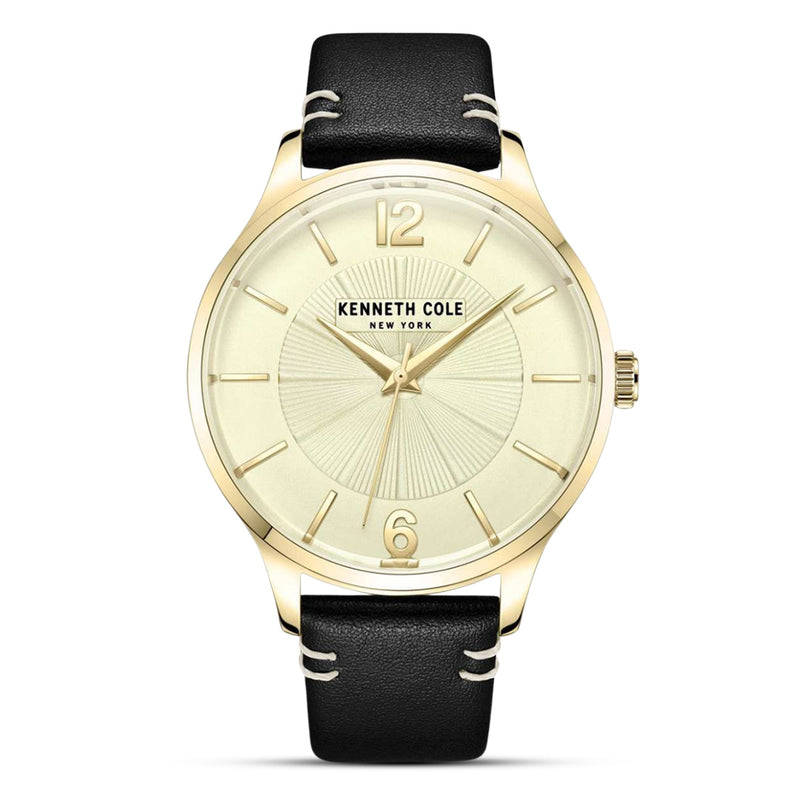 Kenneth Cole Champagne Dial Leather Strap Men's Watch | KCWGA2270603