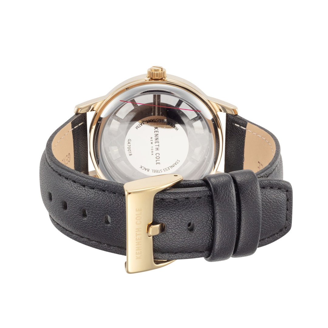 Kenneth Cole Black Dial Leather Strap Men's Watch | KCWGA7001801
