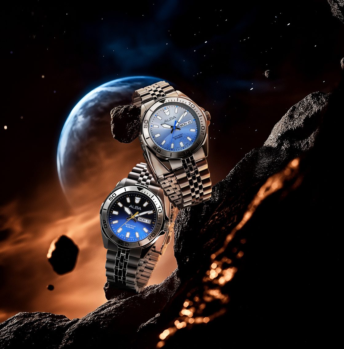 ALBA Sportive Uranus Ice Blue Gradation Dial Men's Watch | AV3587X