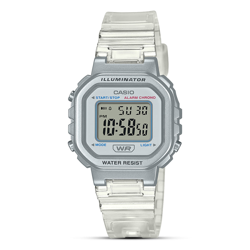 Casio Digital Transparent Grey Resin Strap Ladies Watch | LA-20WHS-7ADF