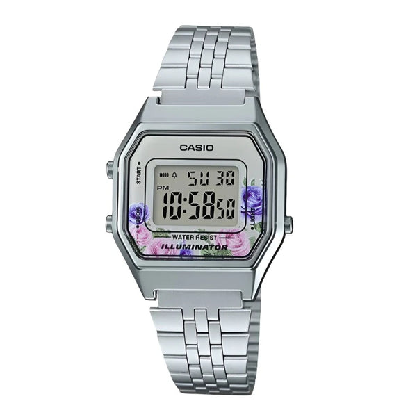 Casio Vintage Digital Silver Tone Stainless Steel Ladies Watch | LA680WA-4CDF