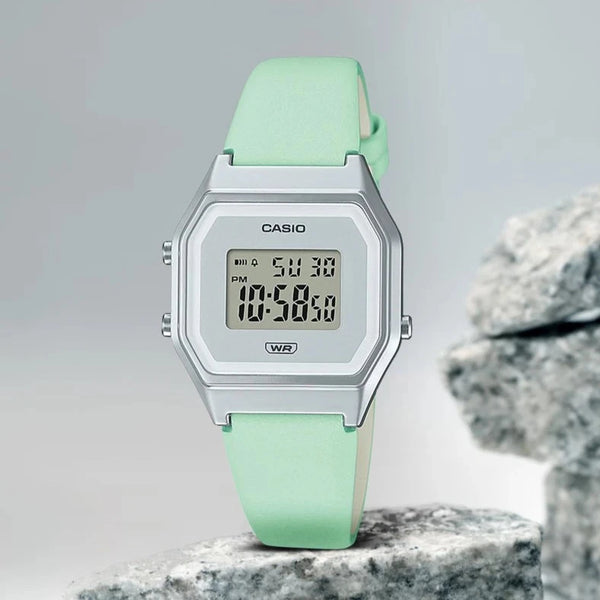 Casio Vintage Digital Green Leather Strap Ladies Watch | LA680WEL-3DF