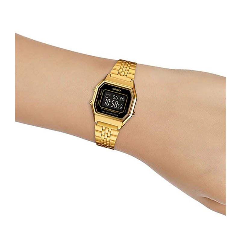 Casio Vintage Digital Gold Tone Stainless Steel Ladies Watch | LA680WGA-1BDF