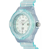 CASIO ANALOGUE TRANPERANT BLUE RESIN STRAP LADIES WATCH | LRW-200HS-2EVDF