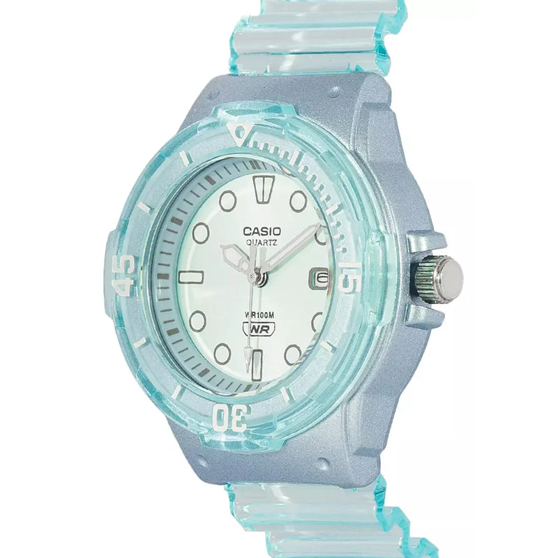 CASIO ANALOGUE TRANPERANT BLUE RESIN STRAP LADIES WATCH | LRW-200HS-2EVDF