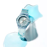 CASIO ANALOGUE TRANPERANT BLUE RESIN STRAP LADIES WATCH | LRW-200HS-2EVDF