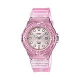 CASIO ANALOGUE TRANPERANT PINK RESIN STRAP LADIES WATCH | LRW-200HS-4EVDF