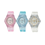 CASIO ANALOGUE TRANPERANT WHITE RESIN STRAP LADIES WATCH | LRW-200HS-7EVDF