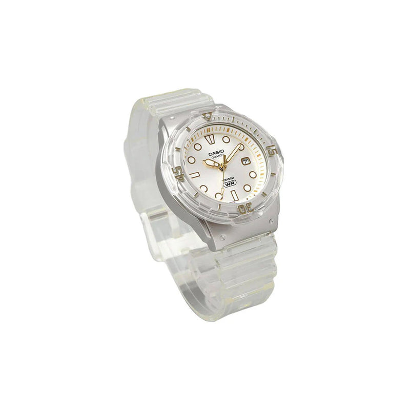 CASIO ANALOGUE TRANPERANT WHITE RESIN STRAP LADIES WATCH | LRW-200HS-7EVDF