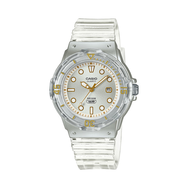 CASIO ANALOGUE TRANPERANT WHITE RESIN STRAP LADIES WATCH | LRW-200HS-7EVDF