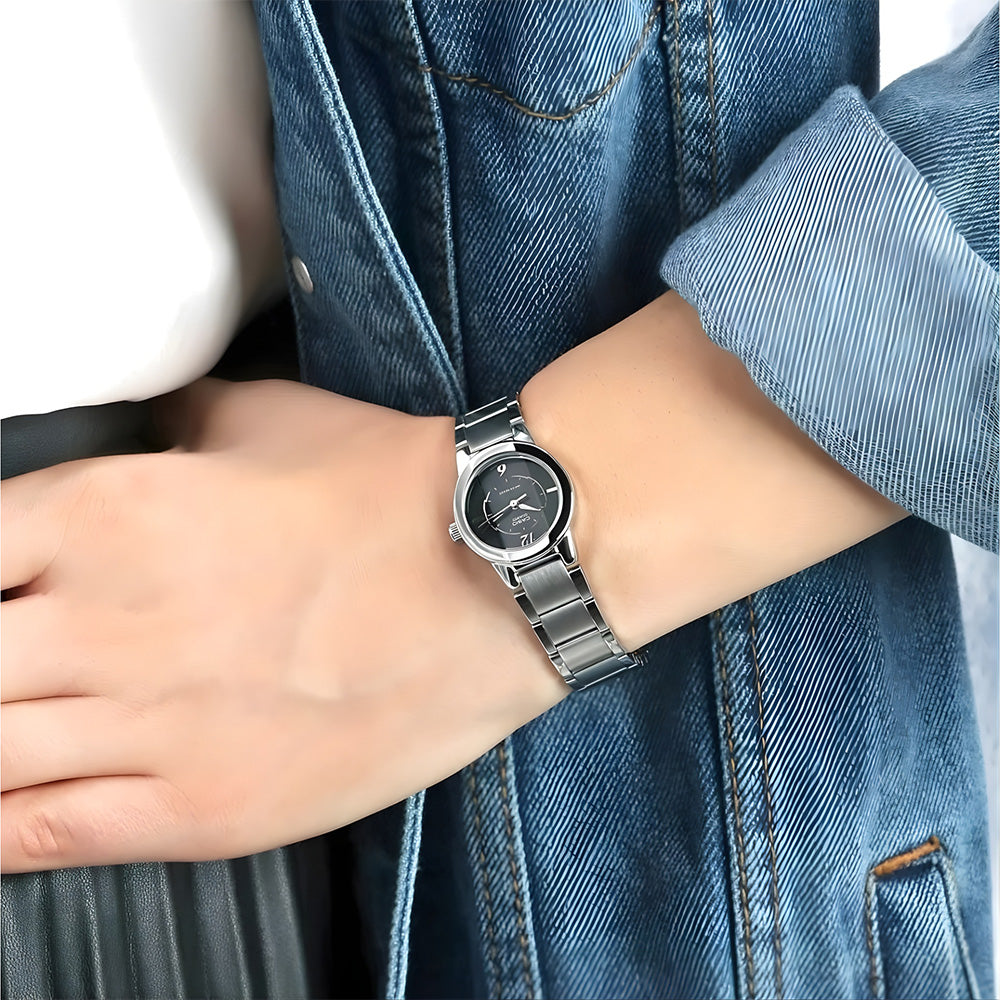 CASIO ENTICER ANALOGUE BLACK DIAL WOMAN'S WATCH LTP-1230D-1CDF