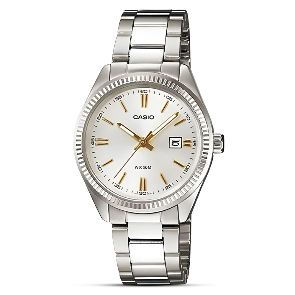 Casio Enticer Date Silver Dial Ladies Watch LTP-1302D-7A2VDF