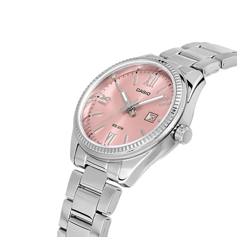 Casio Enticer Pink Dial Stainless Steel Ladies Watch | LTP-1302DD-4A1VDF