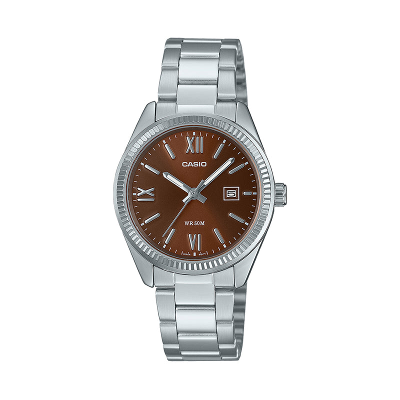 Casio Brown Dial Stainless Steel Couple Watch | MTP/LTP-1302DD-5AVDF