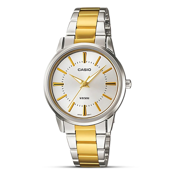 Casio Enticer Two Tone Silver Dial Ladies Watch | LTP-1303SG-7AVDF