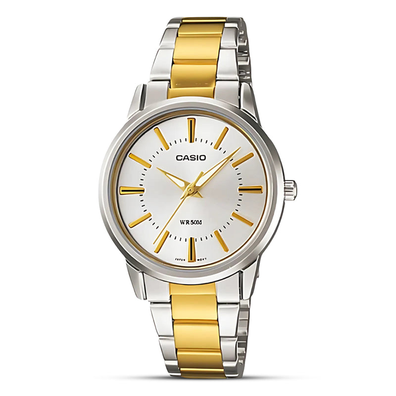 Casio Enticer Two Tone Silver Dial Ladies Watch | LTP-1303SG-7AVDF