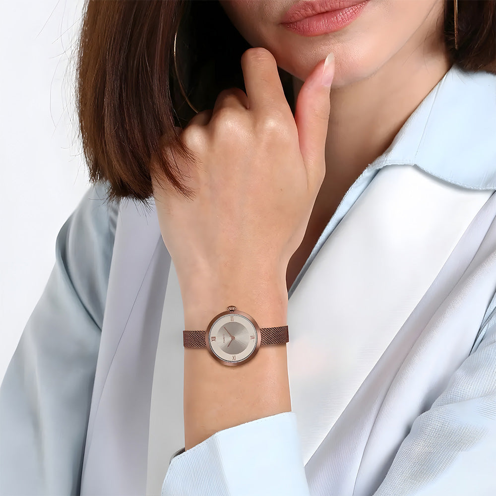 Casio Enticer Rose Gold Dial Ladies Watch LTP-E154MR-9ADF