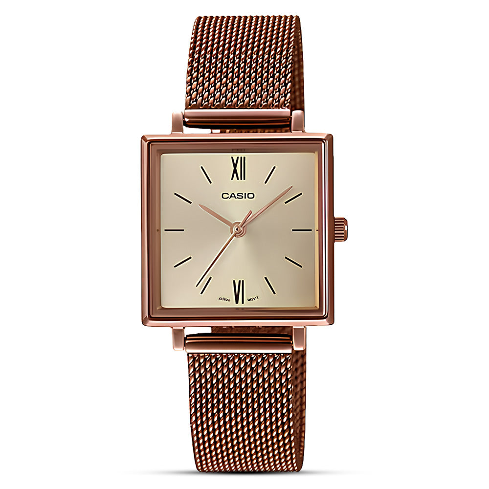 Casio Enticer Rose Gold Dial Ladies Watch LTP-E155MR-9BDF 