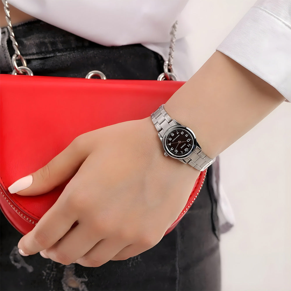 CASIO STANDARD BLACK DIAL LADIES WATCH LTP-V001D-1BUDF