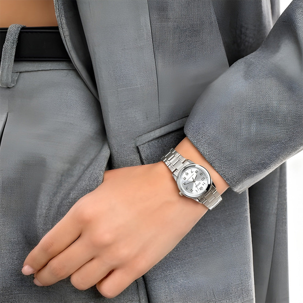 CASIO STANDARD EASY READER SILVER DIAL LADIES WATCH LTP-V001D-7BUDF