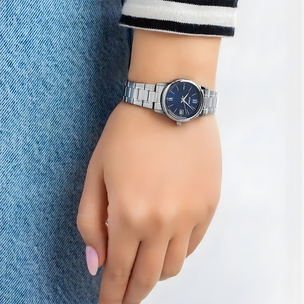 Casio Standard Date Blue Dial Ladies Watch LTP-V002D-2B3UDF