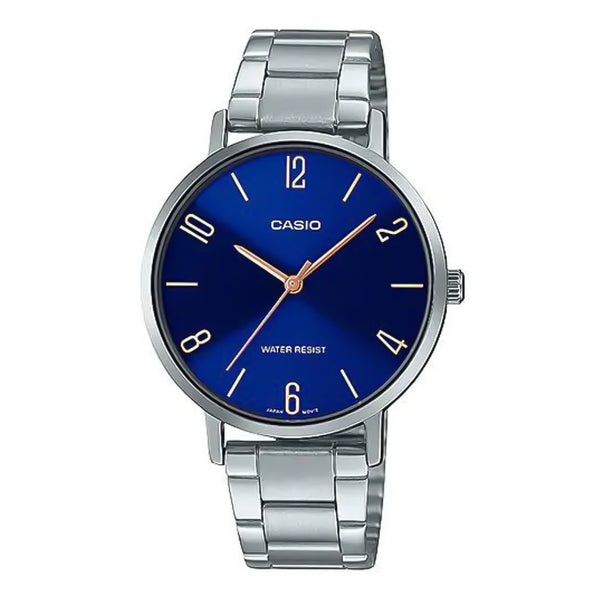 Casio Enticer Slim Blue Dial Stainless Steel Strap Ladies Watch | LTP-VT01D-2B2UDF