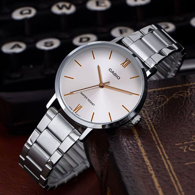 Casio Enticer Silver Dial Ladies Watch | LTP-VT01D-7BUDF