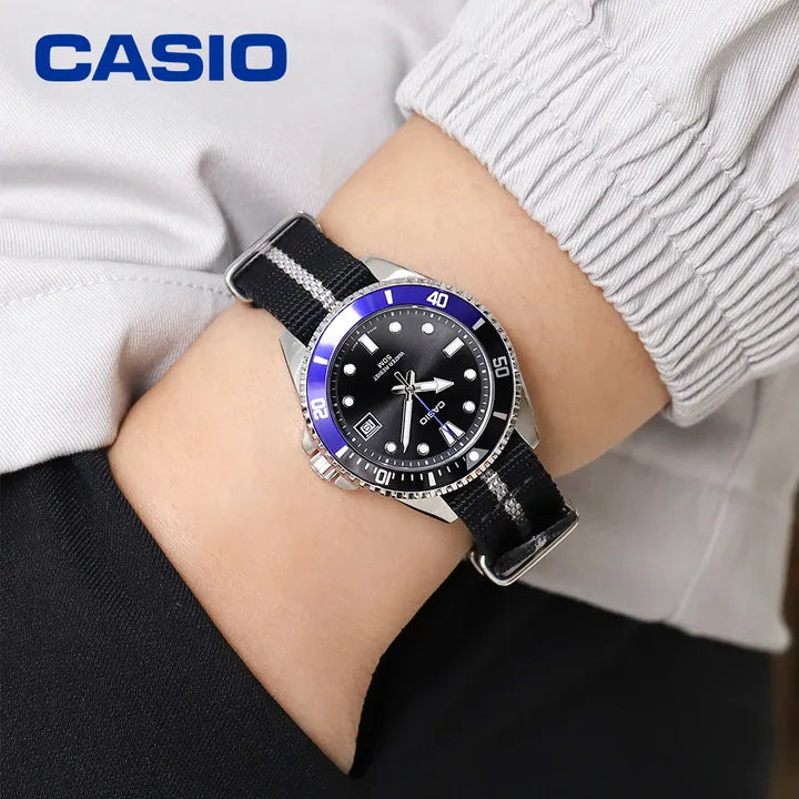 Casio Marlin Nylon Black Dial Unisex Watch| MDV-10C-1A2VDF