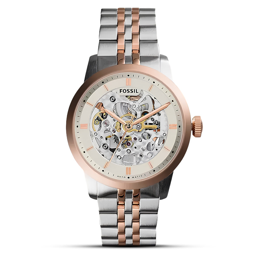 Fossil Townsman Beige Skeleton Dial Automatic Men's Watch | ME3075
