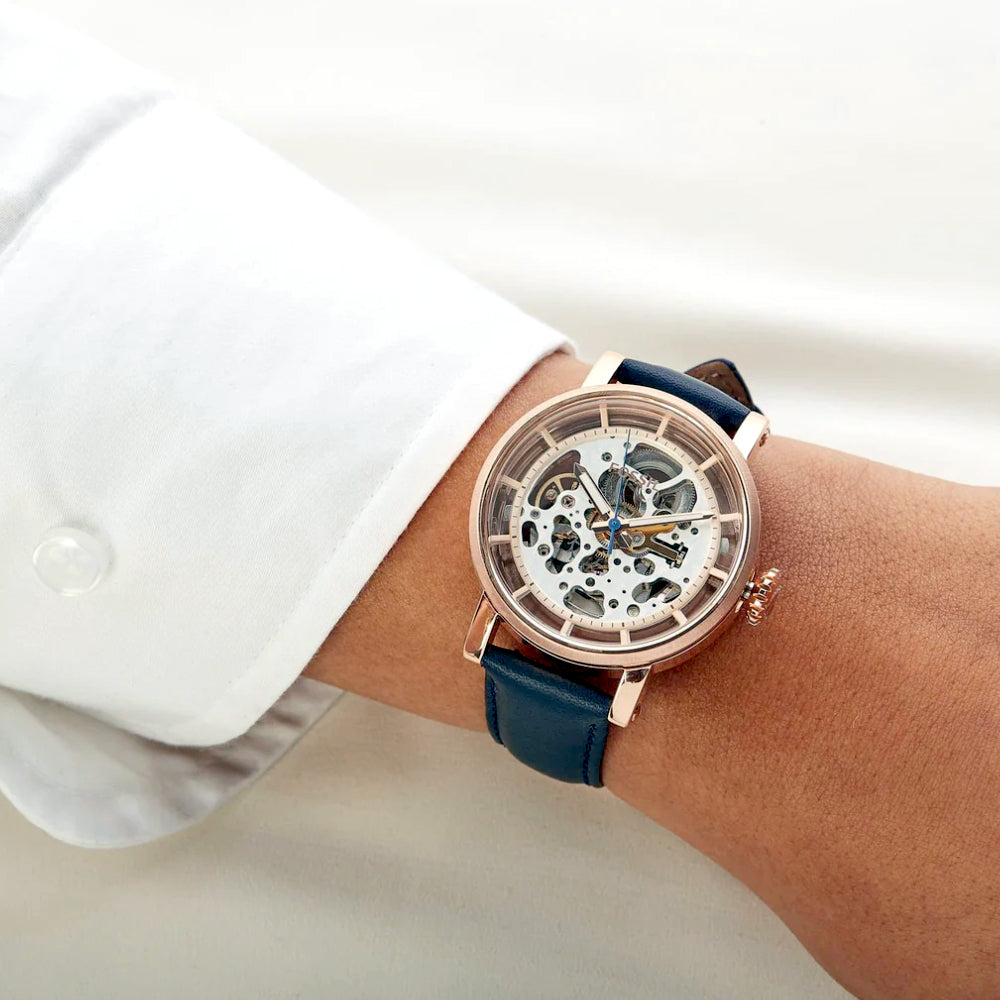 Fossil Boyfriend Automatic Skeleton Leather Strap Ladies Watch ME3086