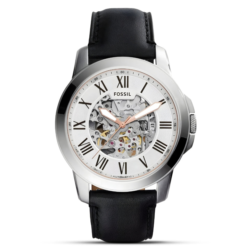 Fossil Grant Automatic Silver Skeleton Dial Men's Watch ME3101