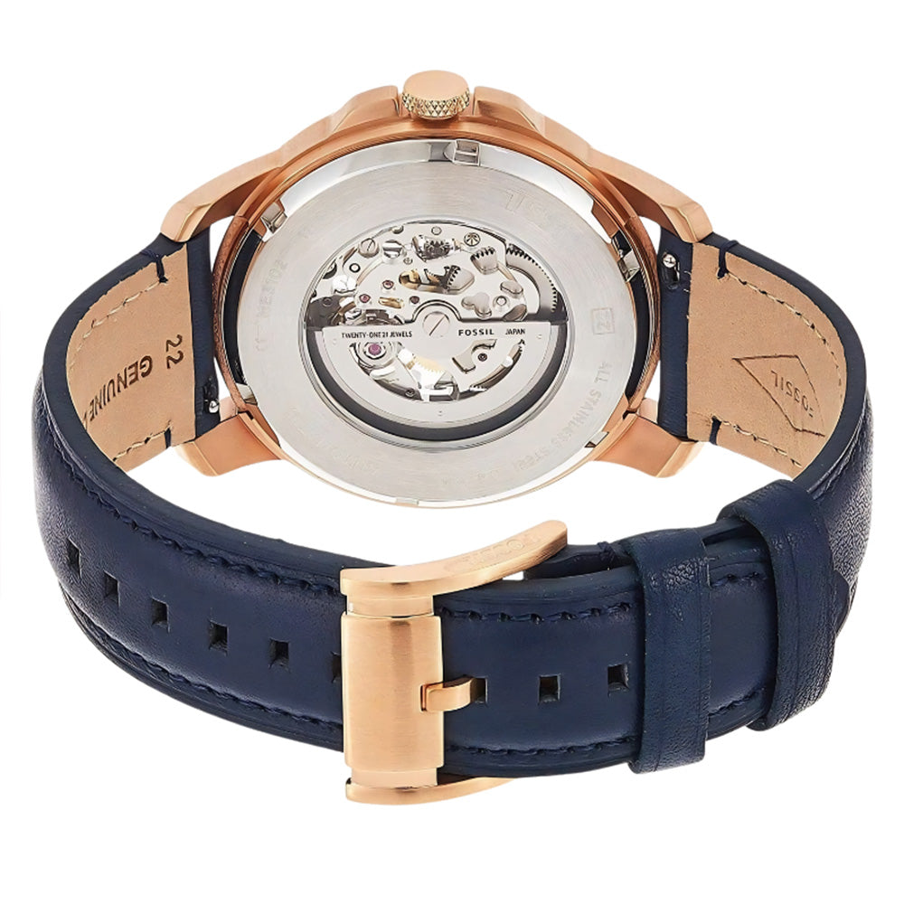 Fossil Grant Automatic Blue Leather Strap Men's Watch | ME3102