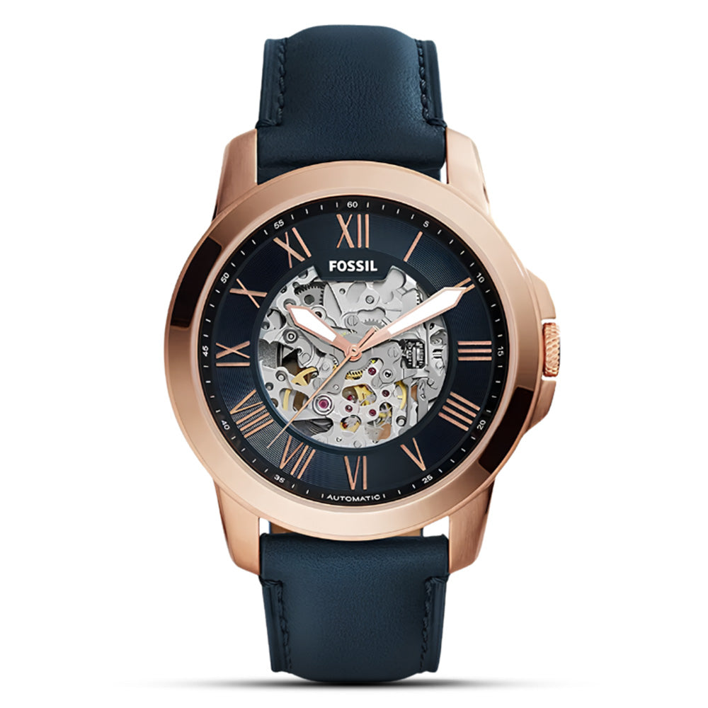 Fossil Grant Automatic Blue Leather Strap Men's Watch | ME3102