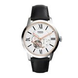 Fossil Townsman Automatic White Dial Leather Strap Watch ME3104