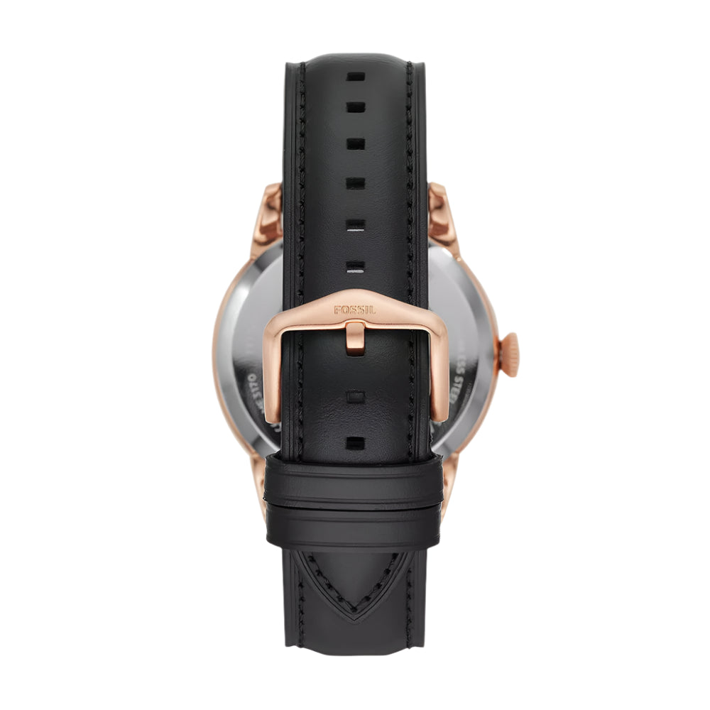 Fossil Townsman Automatic Black Dial Leather Strap Watch | ME3170