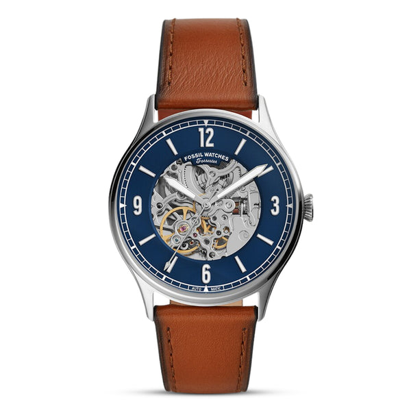 Fossil Forrester Automatic Blue Dial Leather Strap Watch | ME3179