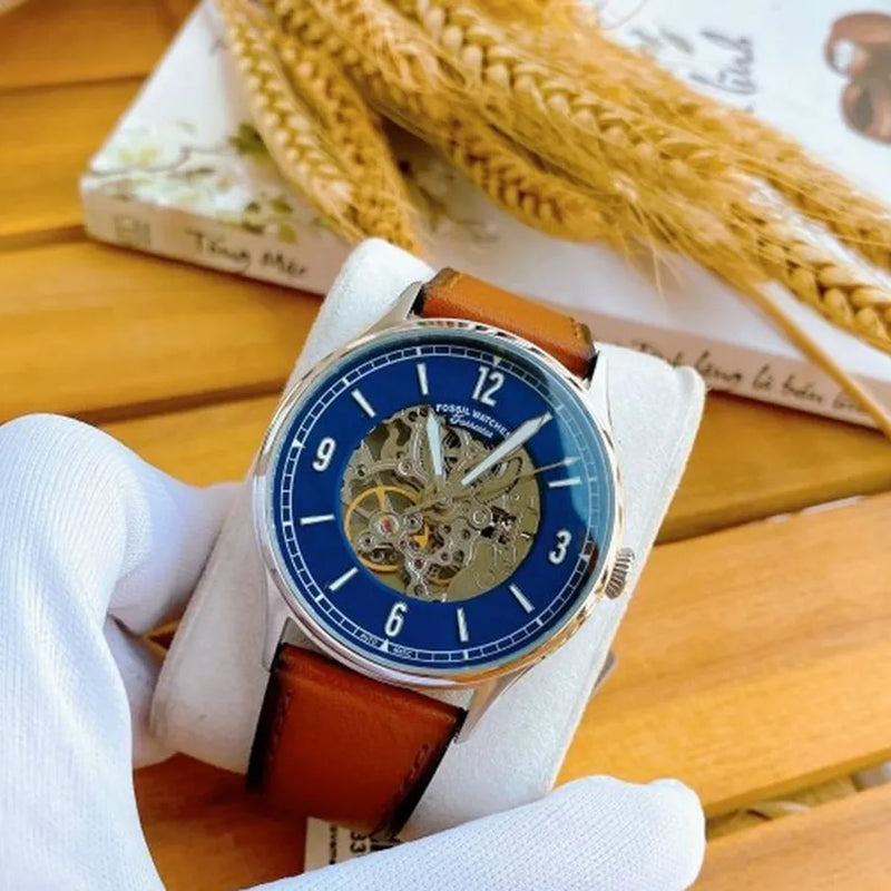 Fossil Forrester Automatic Blue Dial Leather Strap Watch | ME3179