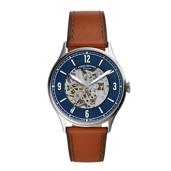 Fossil Forrester Automatic Blue Dial Leather Strap Watch | ME3179