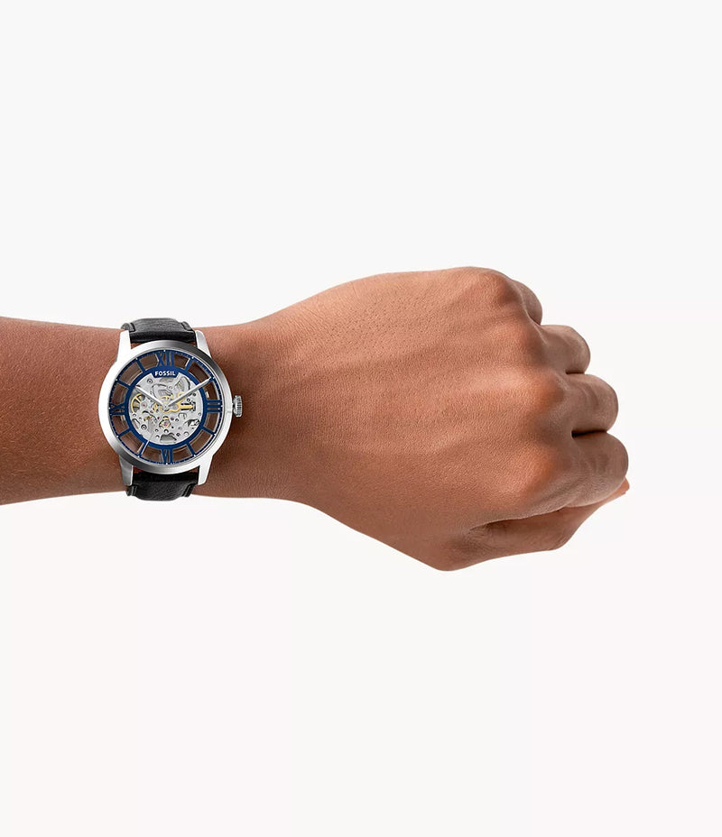 Fossil Townsman 44mm Dial Automatic Black Leather Watch ME3200