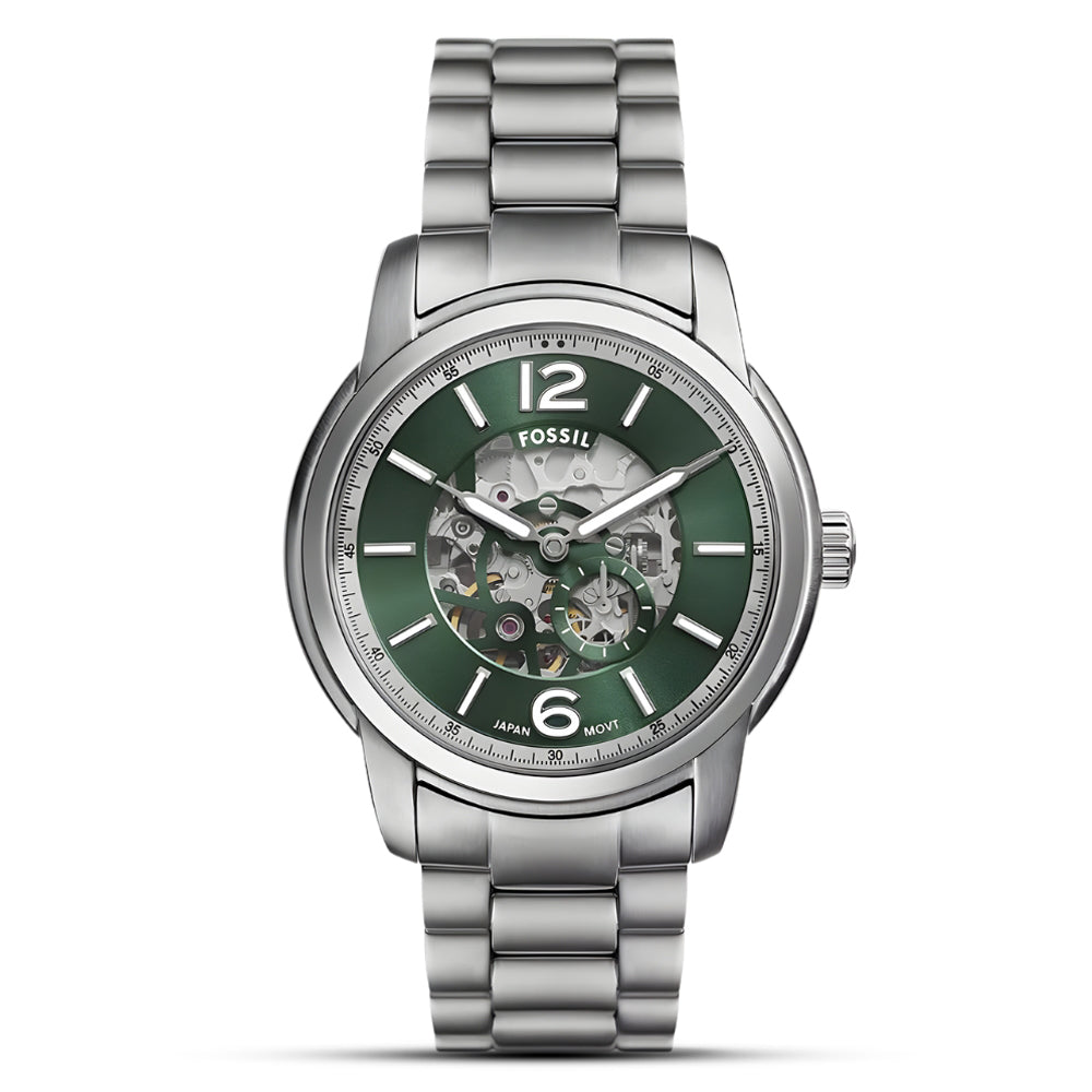 Fossil Heritage Automatic Skeleton Green Dial Men's Watch | ME3262