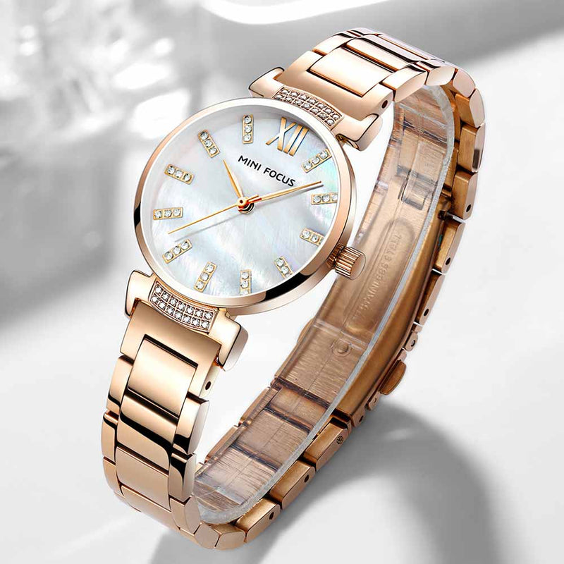 Mini Focus Rose Gold Metal Band Woman Watch MF0227L.03