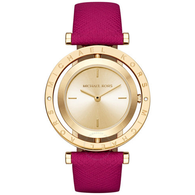 Michael Kors Averi Gold Dial Red Strap Tone Ladies Watch| MK2525